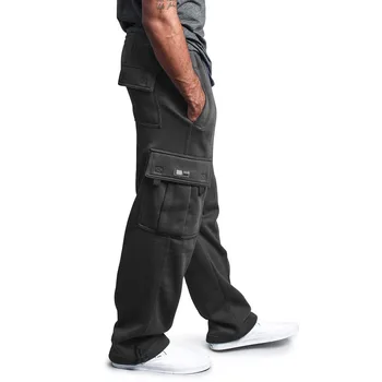 Мужские брюки-карго на веревке с заниженной талией, однотонные брюки с карманами, свободные спортивные брюки, тактические панталоны Homme с несколькими карманами