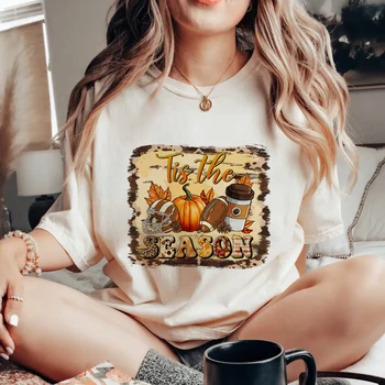 Мультяшная милая акварельная милая модная футболка, футболка с забавным рисунком, одежда с коротким рукавом, топ с принтом, женская футболка на Хэллоуин.