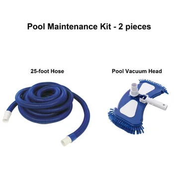 Набор для чистки бассейна Mainstays из 2 предметов включает 25-футовый шланг и вакуумную головку