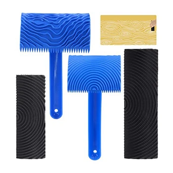 Набор инструментов для рисования по дереву MS6 MS17 MS18B Резиновый валик с рисунком зернистости с ручкой, для росписи стен своими руками