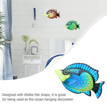Настенные рисунки с металлическими рыбками для украшения дома и сада, Сад с животными на открытом воздухе, статуи из цветного стекла, скульптуры