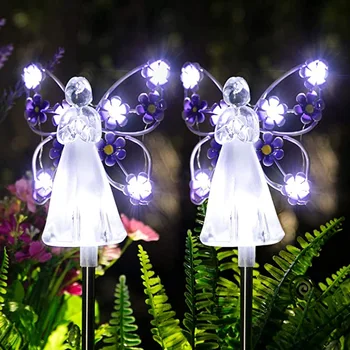 Новые садовые солнечные Ангельские фонари Наружное украшение Садовые заземляющие заглушки светодиодные лампы для газона