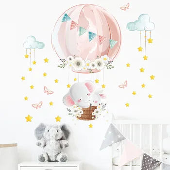 Новый мультяшный Слон Кролик Воздушный шар Украшение входной стены детской спальни Декоративные наклейки на стены
