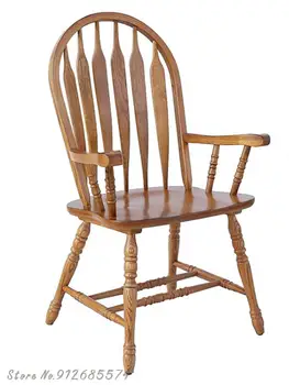Обеденный стул из массива дерева Home Wood American Stool Leisure Windsor Настольный Стул для кафе Со спинкой и креслом