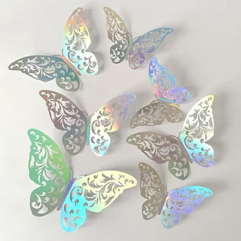 Объемные полые наклейки с бабочками, художественное оформление стен для домашней вечеринки, фоновые наклейки на стены