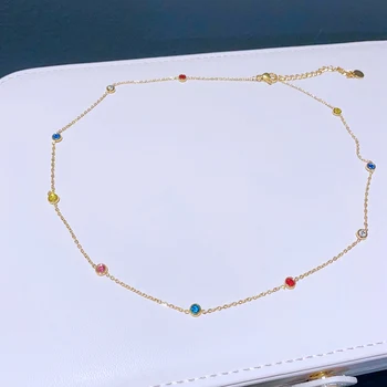 Ожерелье-цепочка из нержавеющей стали MIGGA 316L с разноцветными кристаллами, позолоченные женские аксессуары для вечеринок