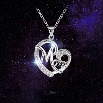 Ожерелья с подвеской Love Mom в форме сердца с цирконом для женщин, цепочка на ключицу, модные украшения, подарок ко Дню матери