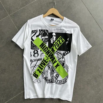 Остатки на складе, Летняя футболка в стиле хип-хоп с принтом, Футболка с коротким рукавом, Мужская Свободная рубашка большого размера