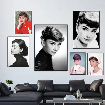 Плакат с изображением Кинозвезды Одри Хепберн Печатает Модные картины на холсте, Искусство, Декор кухни