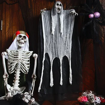 Подвесной череп на Хэллоуин, призрак, украшение дома с привидениями, реквизит для ужасов, подвеска для вечеринки на Хэллоуин, декор для домашней двери и бара