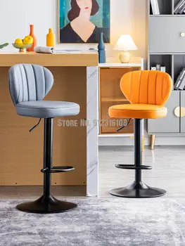 Подъемный и вращающийся барный стул, современная простая бытовая спинка, легкий роскошный модный высокий стул, барный стул, барный стул