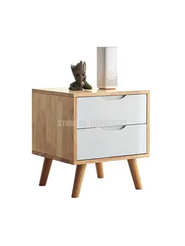 Прикроватная тумбочка из цельного дерева в скандинавском стиле, креативный минималистичный современный наряд, маленький шкафчик для спальни, прикроватная тумбочка