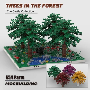 Разноцветные деревья для модульных моделей Строительные блоки Moc, технология лесного замка, Игрушки для демонстрации коллекции кирпичей, Рождественские подарки