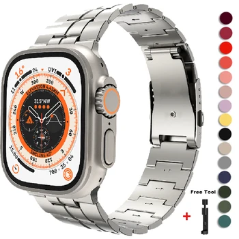 Ремешок из нержавеющей Стали для Apple Watch Band 49 мм 45 мм 41 мм 40 мм 44 мм Металлический браслет correa для iwatch серии 7 6 5 SE 8 Ultra