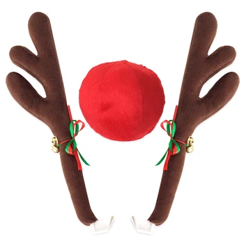 Рождественское украшение Автомобильный комплект с оленями Rudolph Автомобильный комплект с оленями Jingle Bell Подарок для друзей и членов семьи