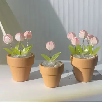 Сделай сам материал Настольная лампа имитация цветка тюльпана Сделай САМ Ночник в горшке с тюльпаном 3D светодиодный ночник