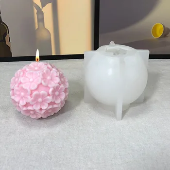 Сделай сам Пион Цветочные Шарики Свеча Силиконовая Форма Инструменты для изготовления Ароматерапевтических свечей 3D Цветок Розы Домашний декор Ремесла Свадебные сувениры