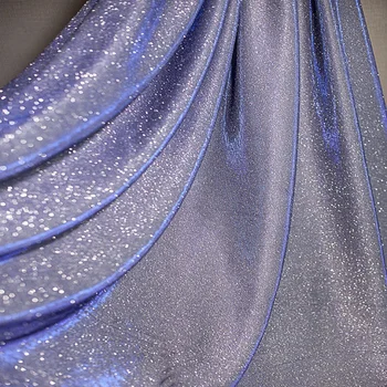 Синяя переливающаяся жаккардовая ткань Металлическая пряжа Полиэфирная ткань Модные сумки для одежды шириной 150 см, сделанные своими руками, продаются во дворе