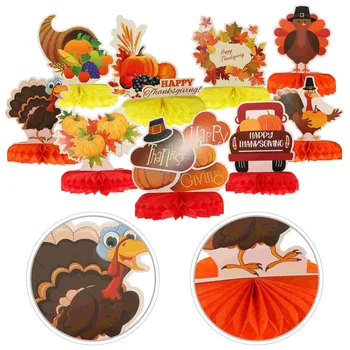 Сотовые шарики на День Благодарения, декоративный мультяшный стол для реквизита, Осенние гобелены в форме тыквы