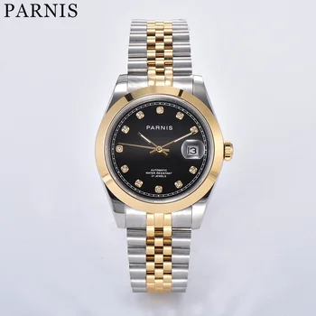 Стереоскопический безель Parnis 39,5 мм, Элегантный бриллиантовый циферблат, Сапфировое стекло, автоматические мужские наручные часы