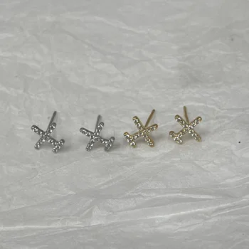 Стерлингового серебра 925 Пробы, милые мини-геометрические серьги для женщин, блестящие серьги с цирконом для девочек, украшения для повседневной носки