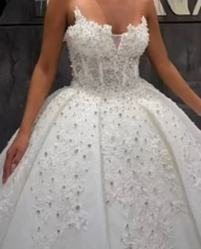 Сшитое на заказ бальное свадебное платье, расшитое хрусталем, расшитое бисером свадебное платье