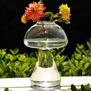 Творческая Грибная Ваза Прозрачная Стеклянная Водная Ваза Для Украшения Дома Особенности Украшения Бутылки Для Ароматерапии