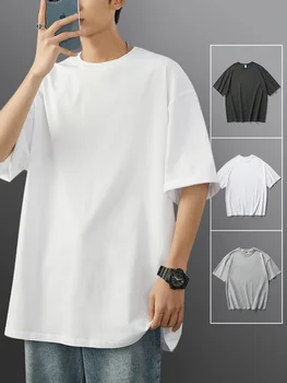 Тяжелая хлопчатобумажная футболка с короткими рукавами, летние футболки ins ice feeling, верхняя нижняя рубашка для мужчин, свободного кроя, Гонконг