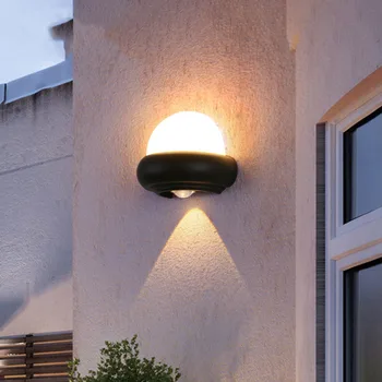 Уличный водонепроницаемый настенный светильник в виде двуглавой летающей тарелки, креативная светодиодная лампа, современный простой настенный светильник для внутреннего прохода