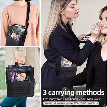 Устойчивая к царапинам косметичка для профессионального визажиста, сумка с регулируемым ремнем, плечевой ремень, прозрачный для видимости