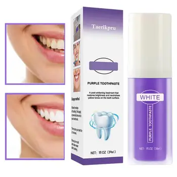 Фиолетовая осветляющая зубная паста Purple Teeth Lightening Toothpaste 30 мл Натуральная корректирующая цвет зубная паста для глубокой очистки