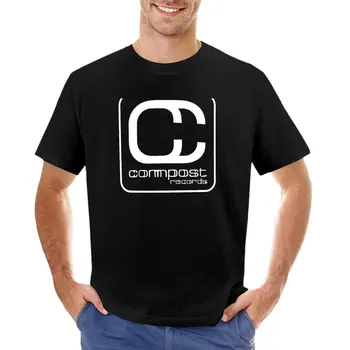 Футболка с логотипом Compost Records, Короткая футболка, футболка оверсайз, черные футболки для мужчин