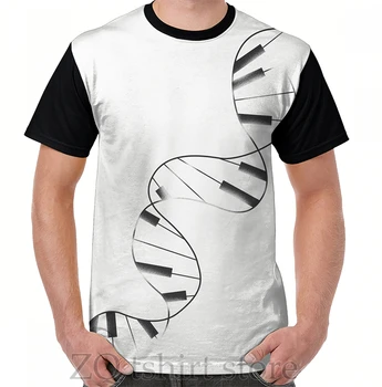 Футболка с рисунком DNA Piano, мужские топы, женская футболка, мужские футболки с забавным принтом и круглым вырезом с коротким рукавом