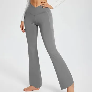 Широкие женские Расклешенные штаны для йоги, Эластичные Расклешенные штаны, Леггинсы, брюки для танцев, фитнеса, Пилатеса, брюки с высокой талией, Хит продаж 2023 года, Брюки