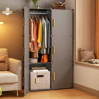 Шкаф для одежды в домашней спальне Простой в сборке шкаф Экономичный стеллаж для хранения в арендуемом помещении