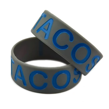 Эластичные браслеты I Love Tacos простого цвета, 1-дюймовый силиконовый браслет унисекс для мужчин, женщин и подростков NIN668