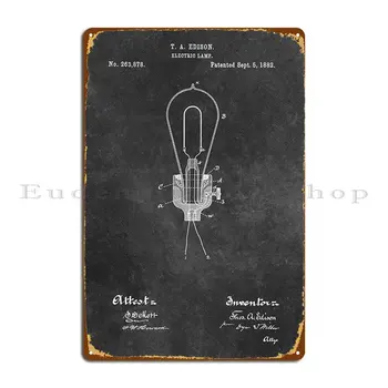 Электрическая лампа Эдисона 1882 года Металлическая табличка Плакат Кинотеатр Вечеринка Кинотеатр Железный дизайн Жестяная вывеска Плакат