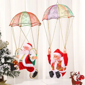 Электрический музыкальный парашют, Кувыркающийся танец Санта-Клауса, Креативное Потолочное Рождественское украшение, Подарочные рождественские украшения